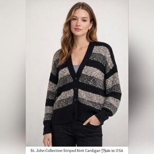 ✨ St John Collection Striped Knit Cardigan | Made in USA | Small